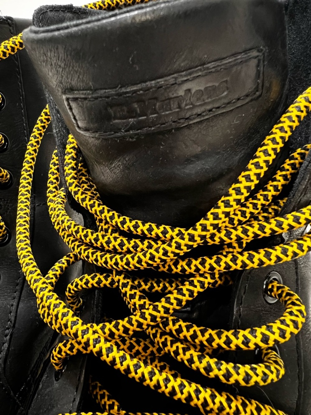 Dr. Martens Black Leather Lace-Up Boots with Yellow Accents - Picture 11 of 16